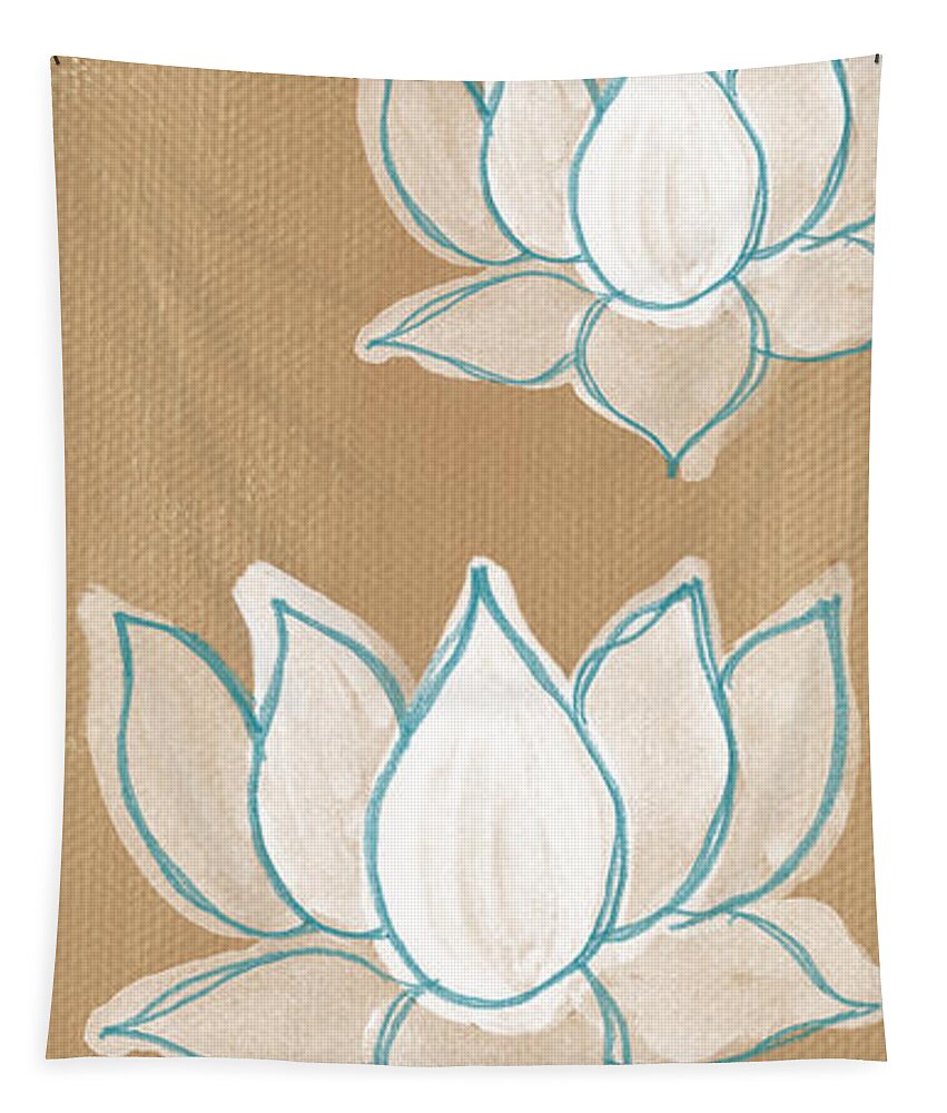 Serenity Tapestry featuring the painting Lotus Serenity by Linda Woods
