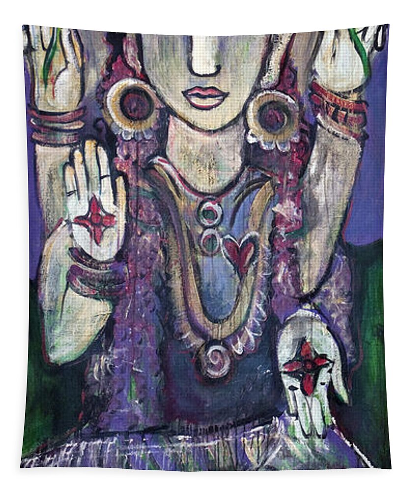 Parvati Tapestry featuring the painting Love for Parvati by Laurie Maves ART