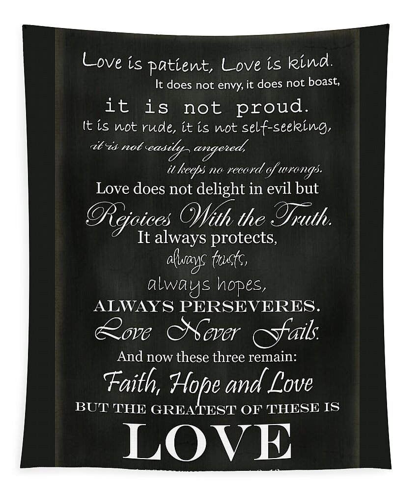 Religious Quote Tapestry featuring the photograph Love is Patient #1 by Inspired Arts