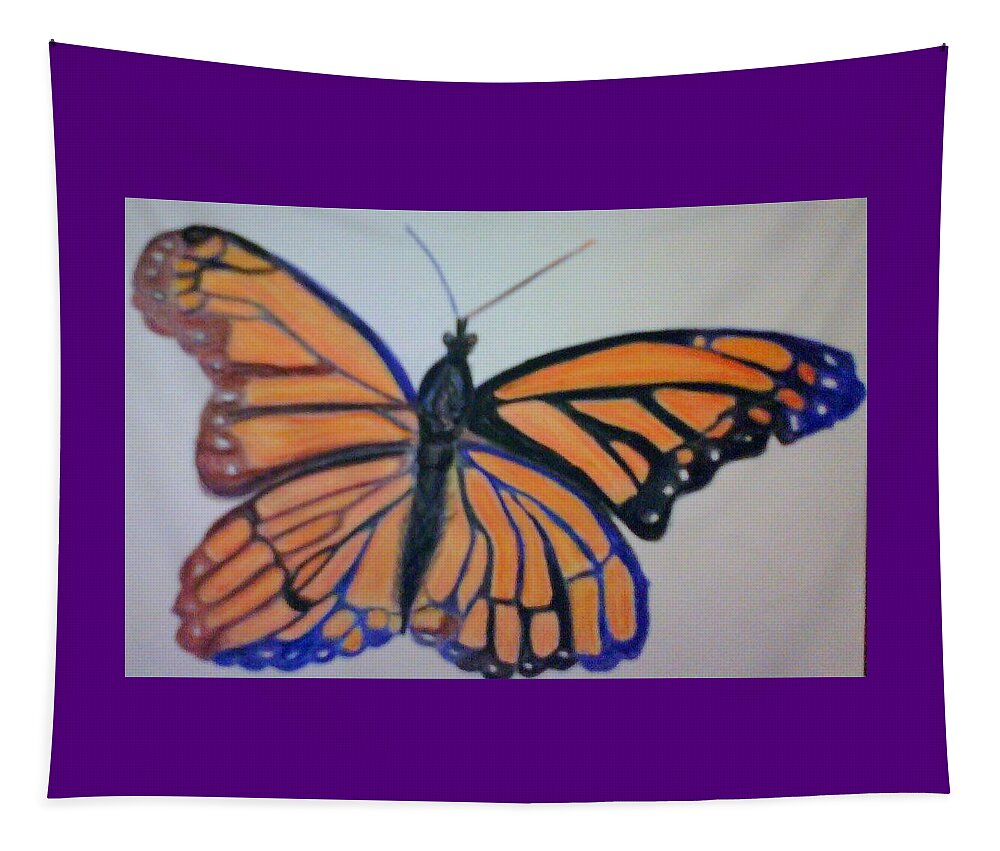 Summer Tapestry featuring the mixed media Lovely Summer Monarch by Suzanne Berthier