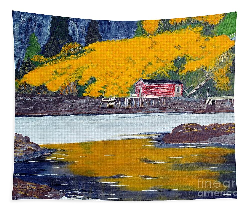  Barbara Griffin Tapestry featuring the painting Low Tide and Autumn Splendor by Barbara A Griffin