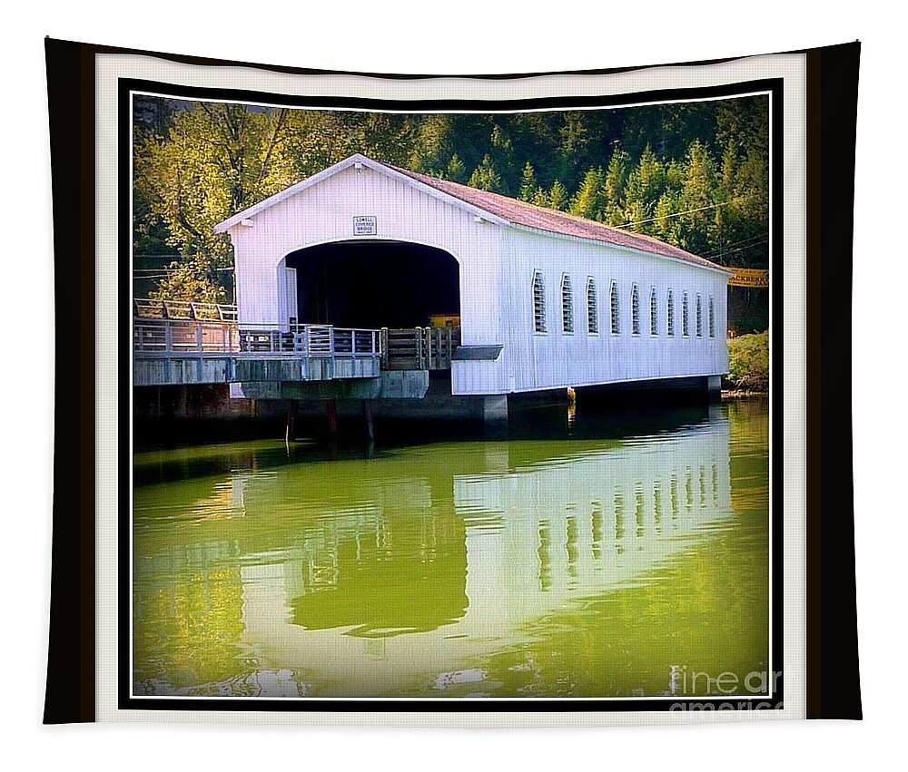 Lowell Covered Bridge Tapestry featuring the photograph Lowell Covered Bridge by Susan Garren