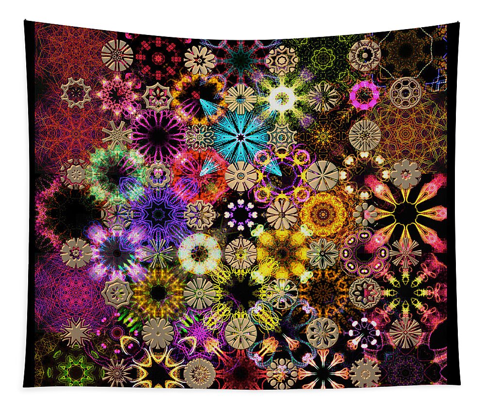 Floral Tapestry featuring the digital art Luminiscent Kaleidoctogarden by Ann Stretton