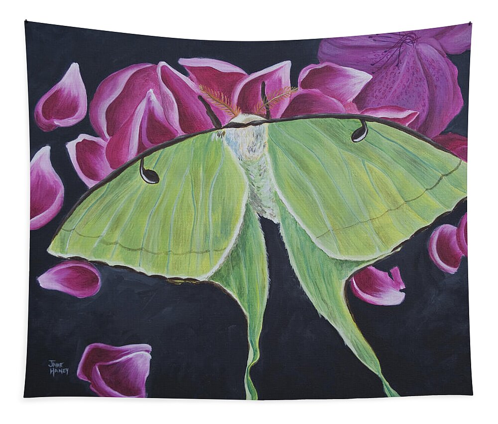 Luna Moth Tapestry featuring the painting Luna Moth by Jaime Haney