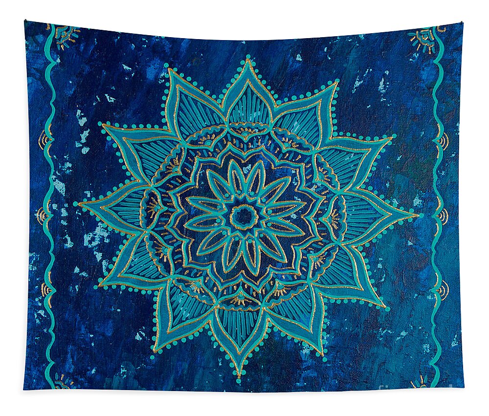 Mandala Tapestry featuring the painting Lush Lotus by Charlotte Backman