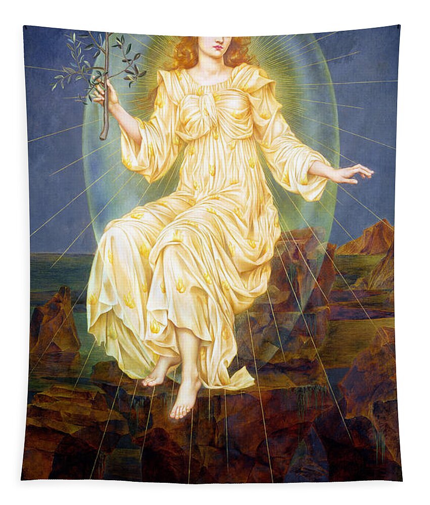 Crocodile Tapestry featuring the painting Lux in Tenebris by Evelyn De Morgan