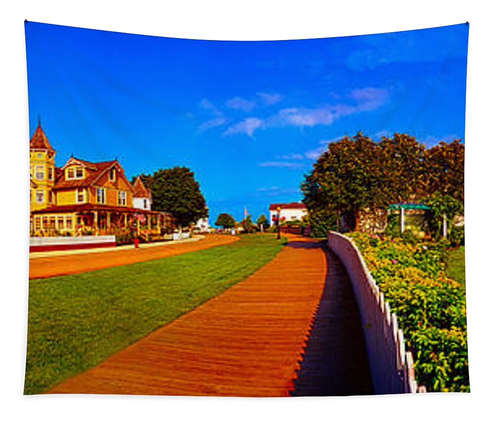 Mackinac Tapestry featuring the photograph Mackinac island flower garden by Tom Jelen