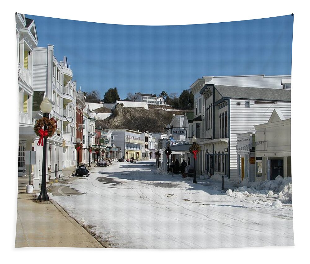 Mackinac Island Tapestry featuring the photograph Mackinac Island in Winter by Keith Stokes