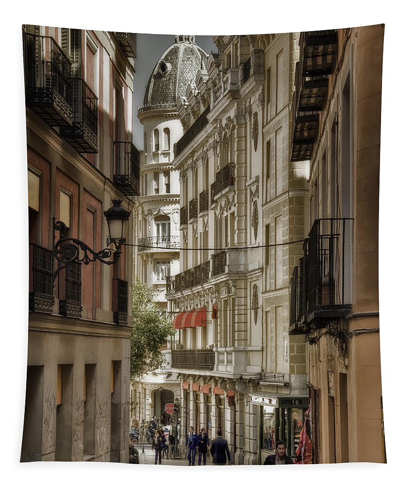 City Tapestry featuring the photograph Madrid Streets by Joan Carroll