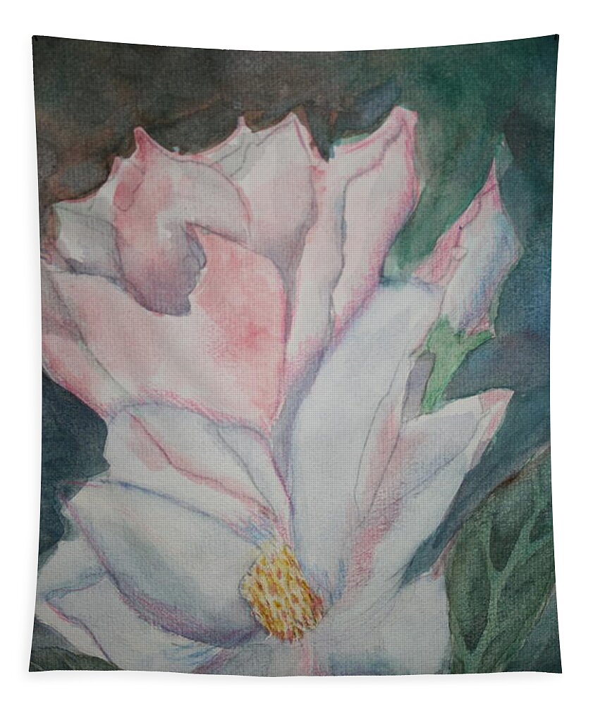 Magnolias Tapestry featuring the painting Magnolias by Kay Novy
