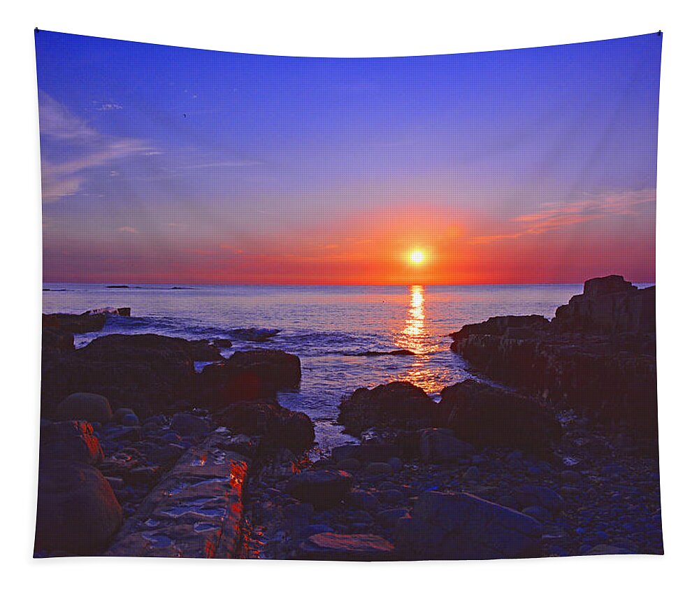 Maine Coast Sunrise Tapestry featuring the photograph Maine Coast Sunrise by Raymond Salani III