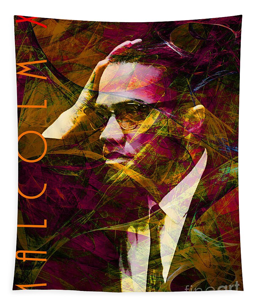 Wingsdomain Tapestry featuring the photograph Malcolm X 20140105 with text by Wingsdomain Art and Photography
