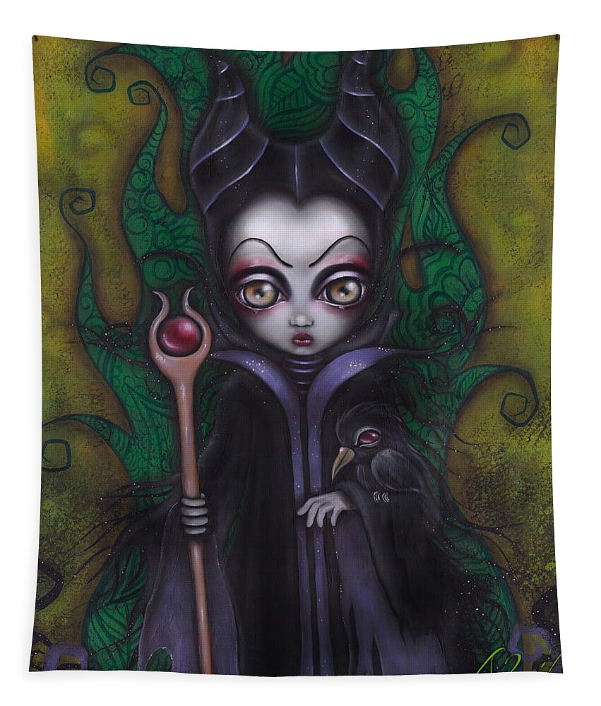 Villains Tapestry featuring the painting Maleficent by Abril Andrade