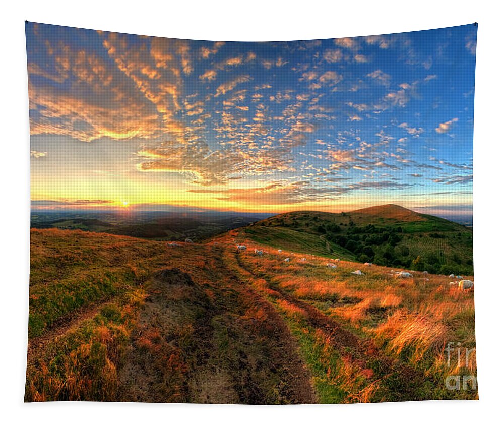 Yhun Suarez Tapestry featuring the photograph Malvern Hills Sunset 2.0 by Yhun Suarez