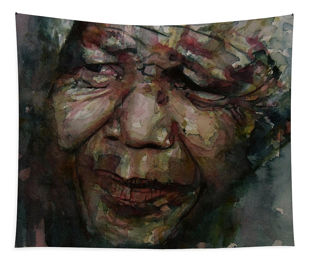 Mandela Tapestry featuring the painting Mandela  by Paul Lovering