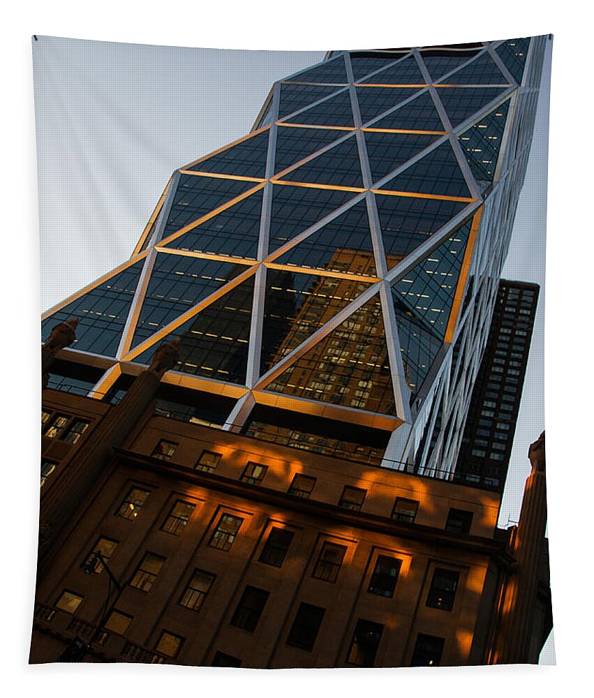 Skyscraper Tapestry featuring the photograph Manhattan Blues and Oranges by Georgia Mizuleva