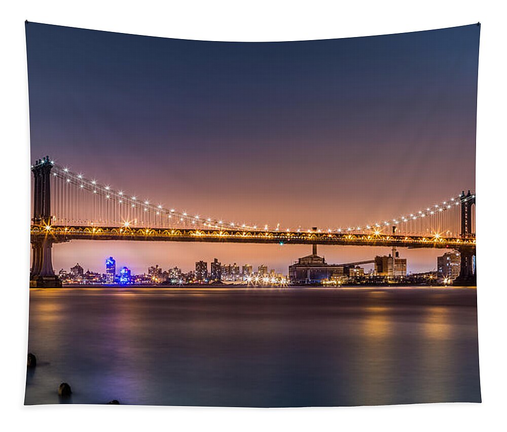 America Tapestry featuring the photograph Manhattan Bridge by Mihai Andritoiu