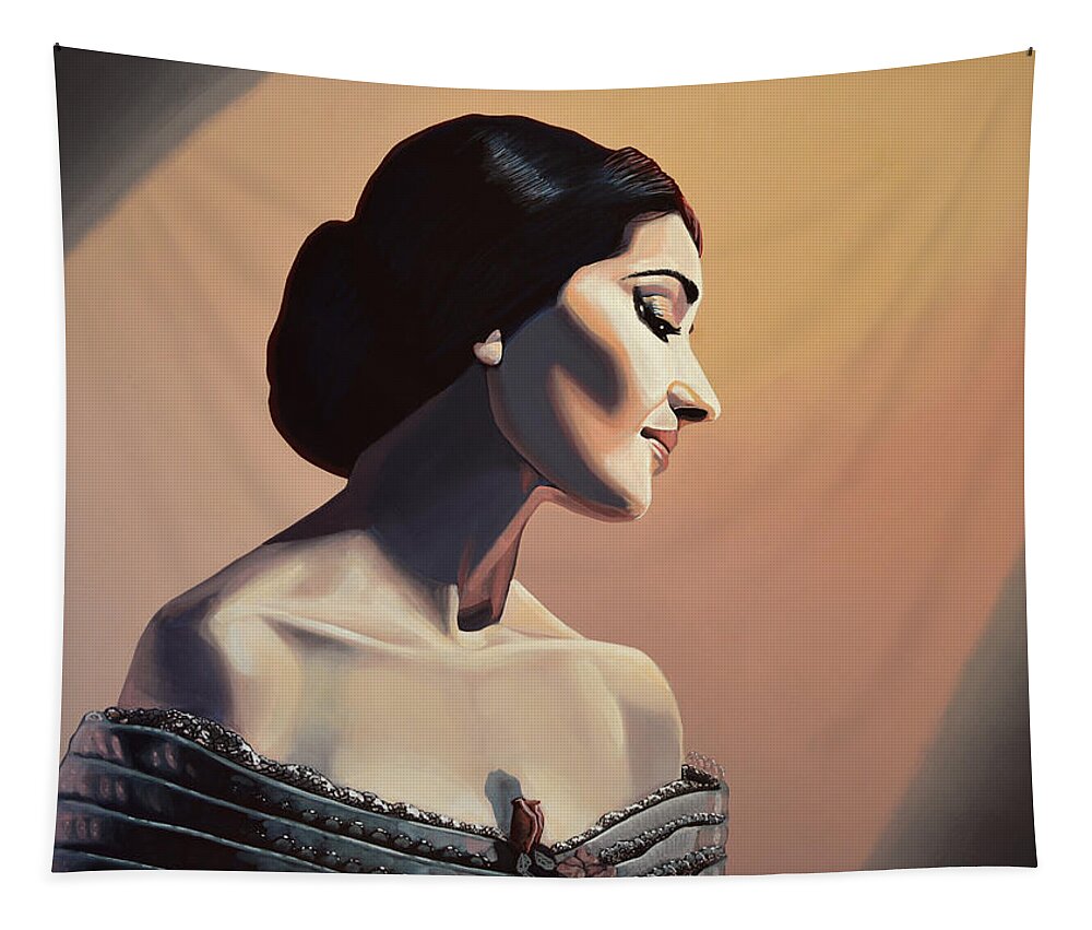 Maria Callas Tapestry featuring the painting Maria Callas Painting by Paul Meijering