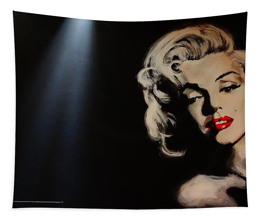 Marilyn Monroe Tapestry featuring the painting Marilyn Monroe - TMI by Eric Dee
