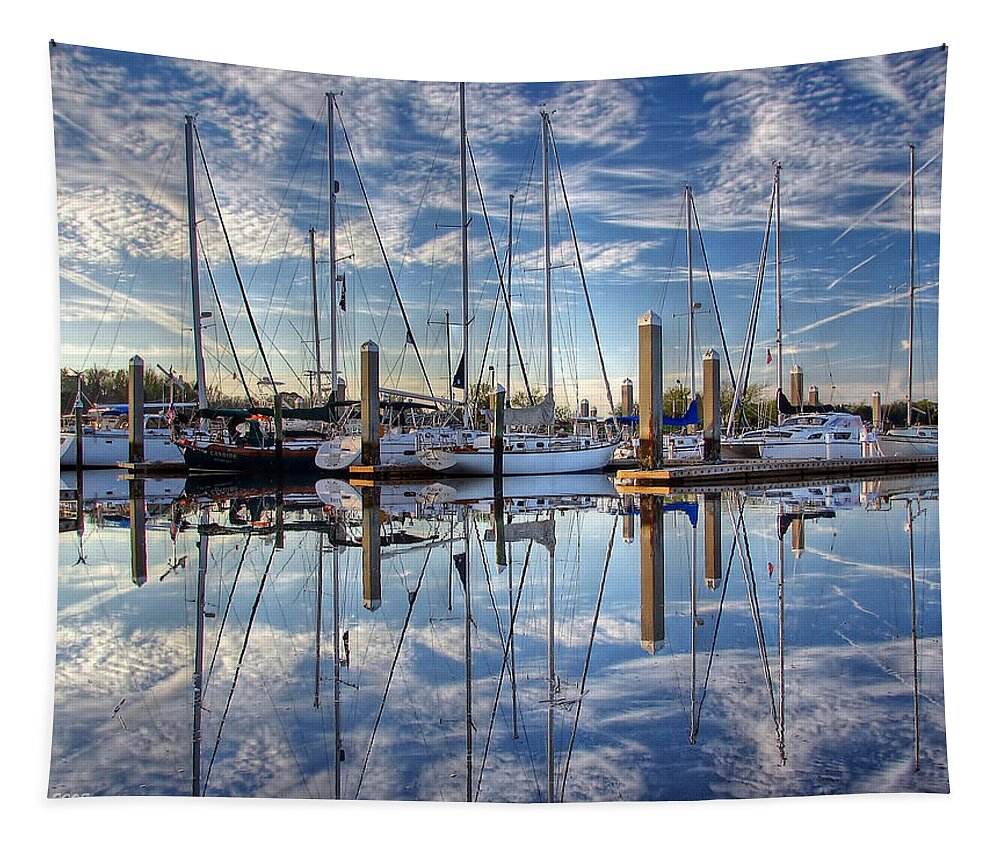 Marina Tapestry featuring the photograph Marina Morning Reflections by Farol Tomson