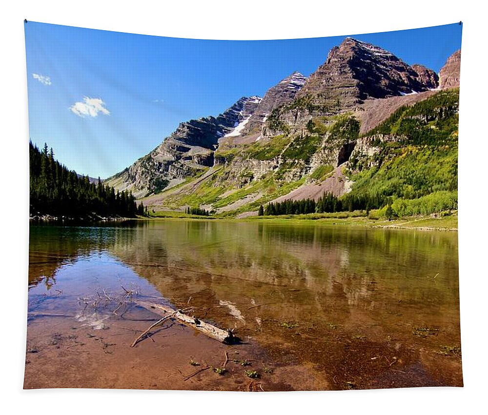 Maroon Bells Tapestry featuring the photograph Maroon Bells by John Babis