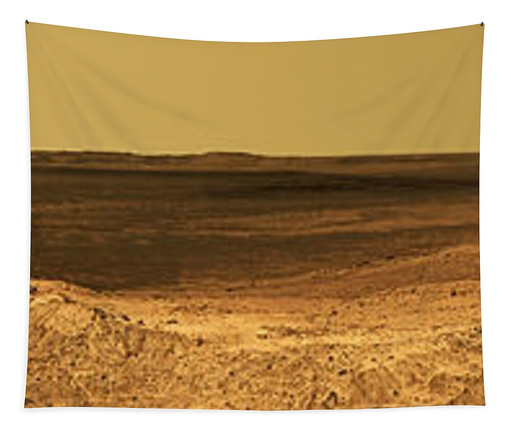 Opportunity Mars Exploration Rover Tapestry featuring the photograph Mars landscape panorama of Endeavour Crater by Weston Westmoreland