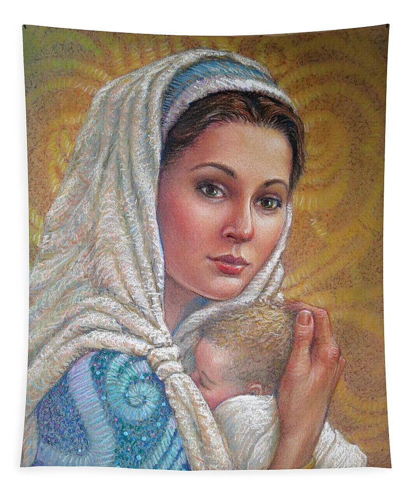 Christmas Tapestry featuring the pastel Mary Did You Know  by Jane Bucci