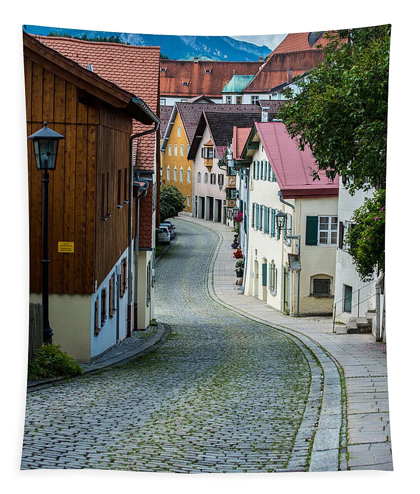 Medieval Tapestry featuring the photograph Medieval Cobblestone Street - Fussen - Germany by Gary Whitton