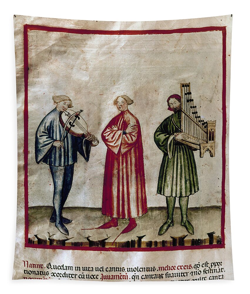 15th Century Tapestry featuring the painting Medieval Musicians by Granger