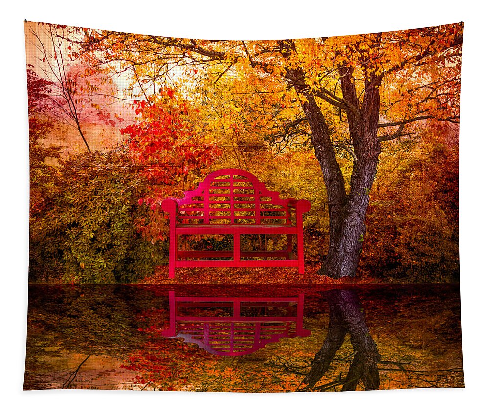 American Tapestry featuring the photograph Meet Me at the Pond by Debra and Dave Vanderlaan