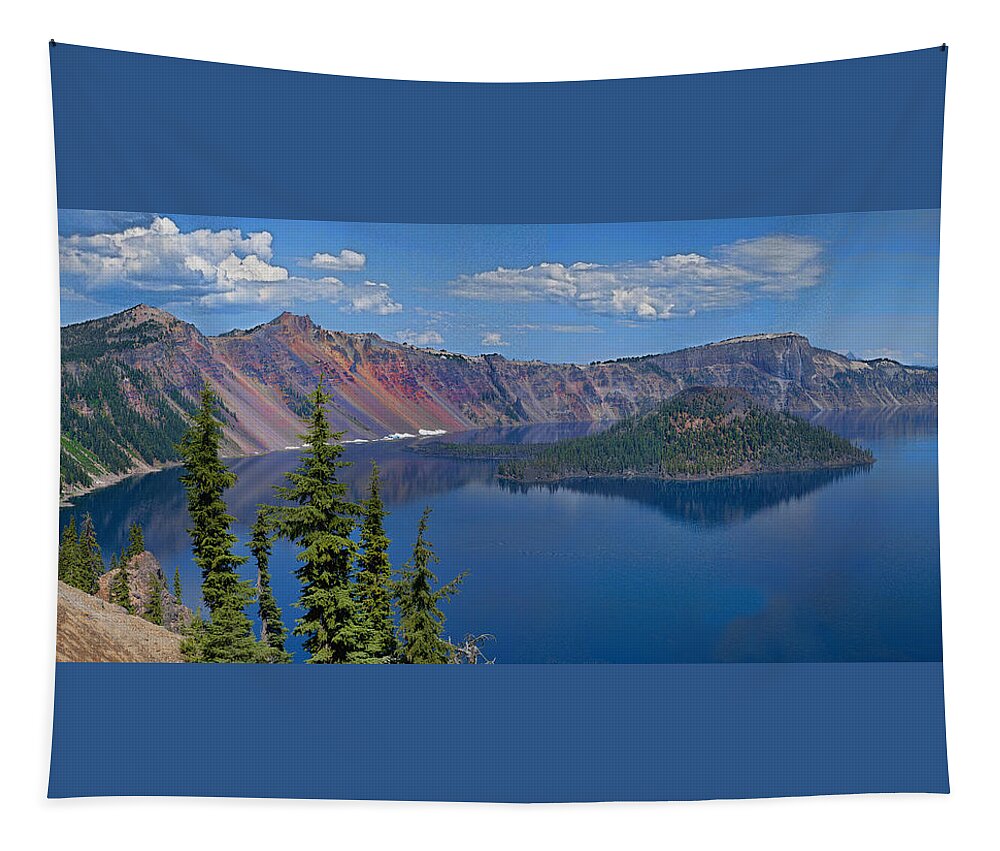 Memories Of Crater Lake Tapestry featuring the digital art Memories of Crater Lake by Daniel Hebard