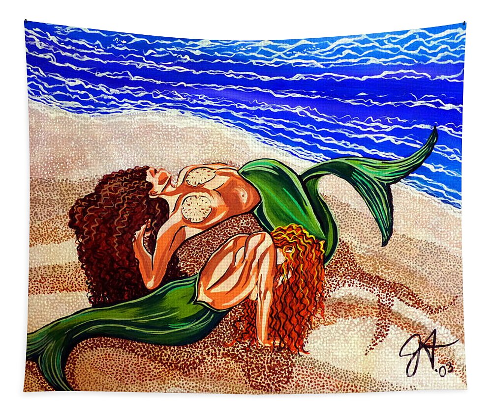 Mermaids Tapestry featuring the painting Mermaids Spent Jackie Carpenter by Jackie Carpenter
