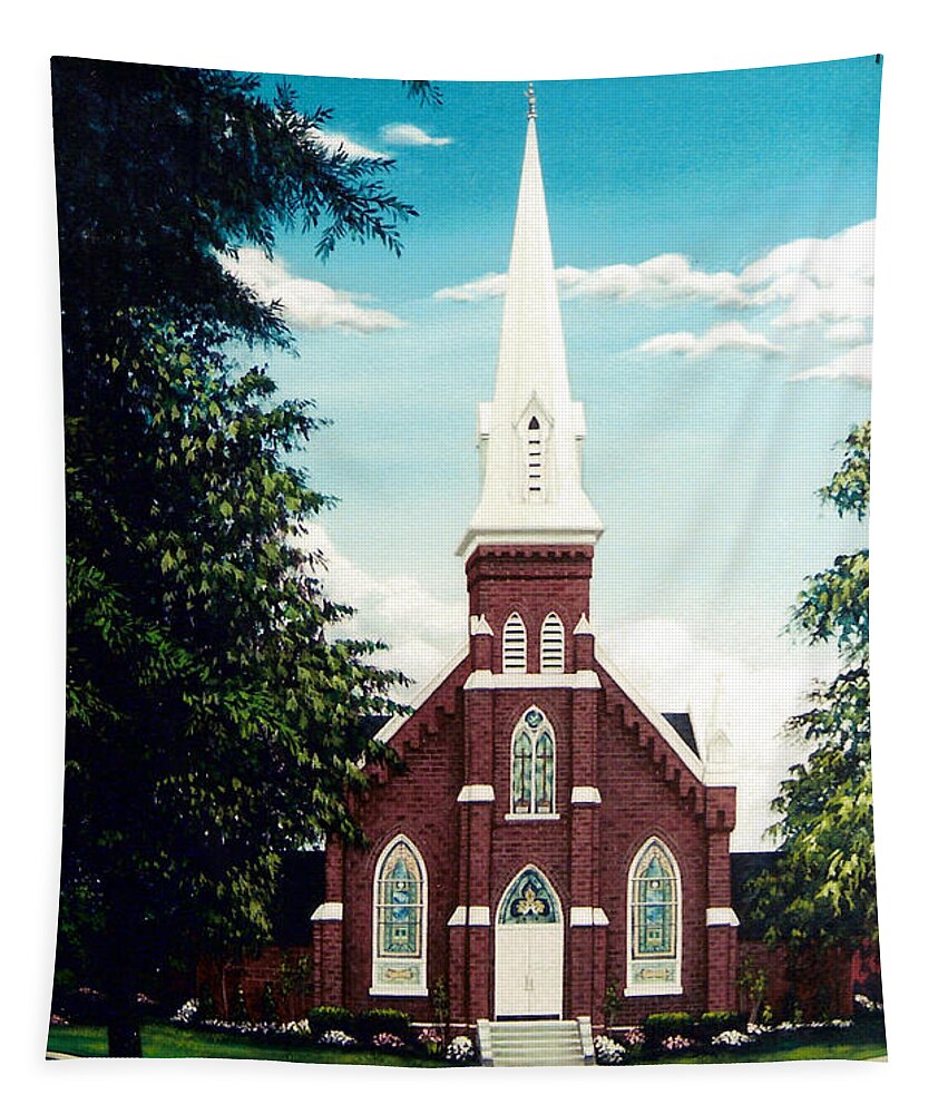 Methodist Tapestry featuring the painting Methodist Church by Glenn Pollard