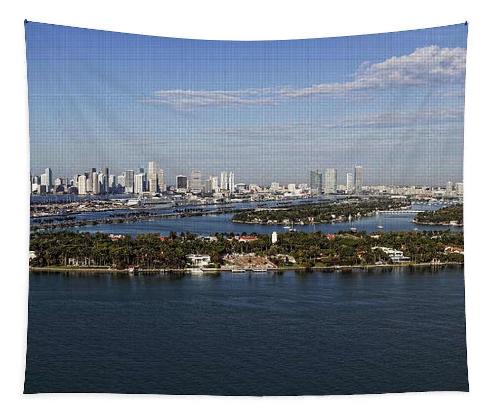 Star Island Tapestry featuring the photograph Miami and Star Island Skyline by Gary Dean Mercer Clark