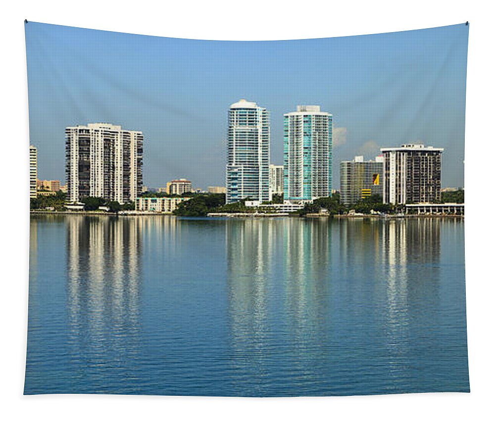 Architecture Tapestry featuring the photograph Miami Brickell Skyline by Raul Rodriguez