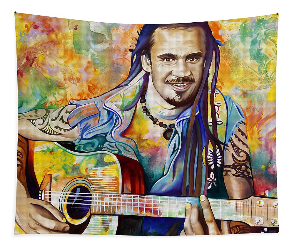 Michael Franti Tapestry featuring the painting Michael Franti by Joshua Morton