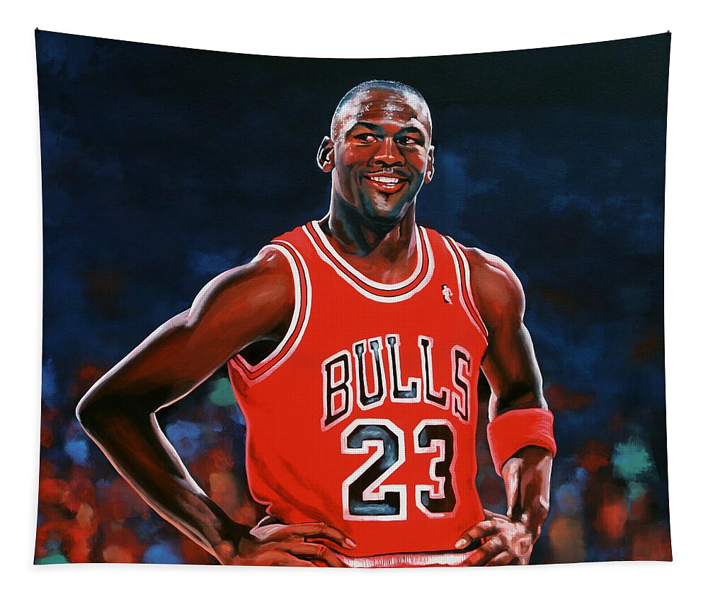 Michael Jordan Tapestry featuring the painting Michael Jordan by Paul Meijering