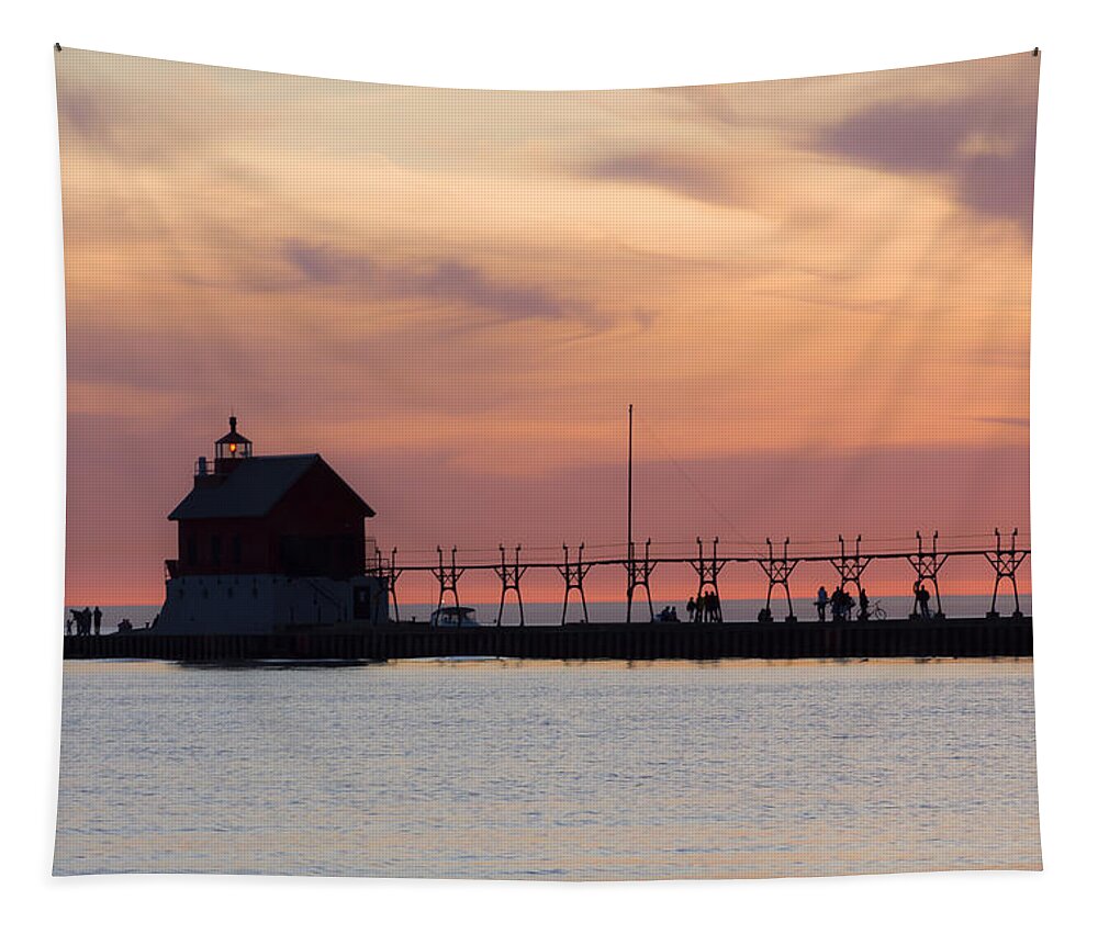 3scape Tapestry featuring the photograph Michigan Sunset by Adam Romanowicz