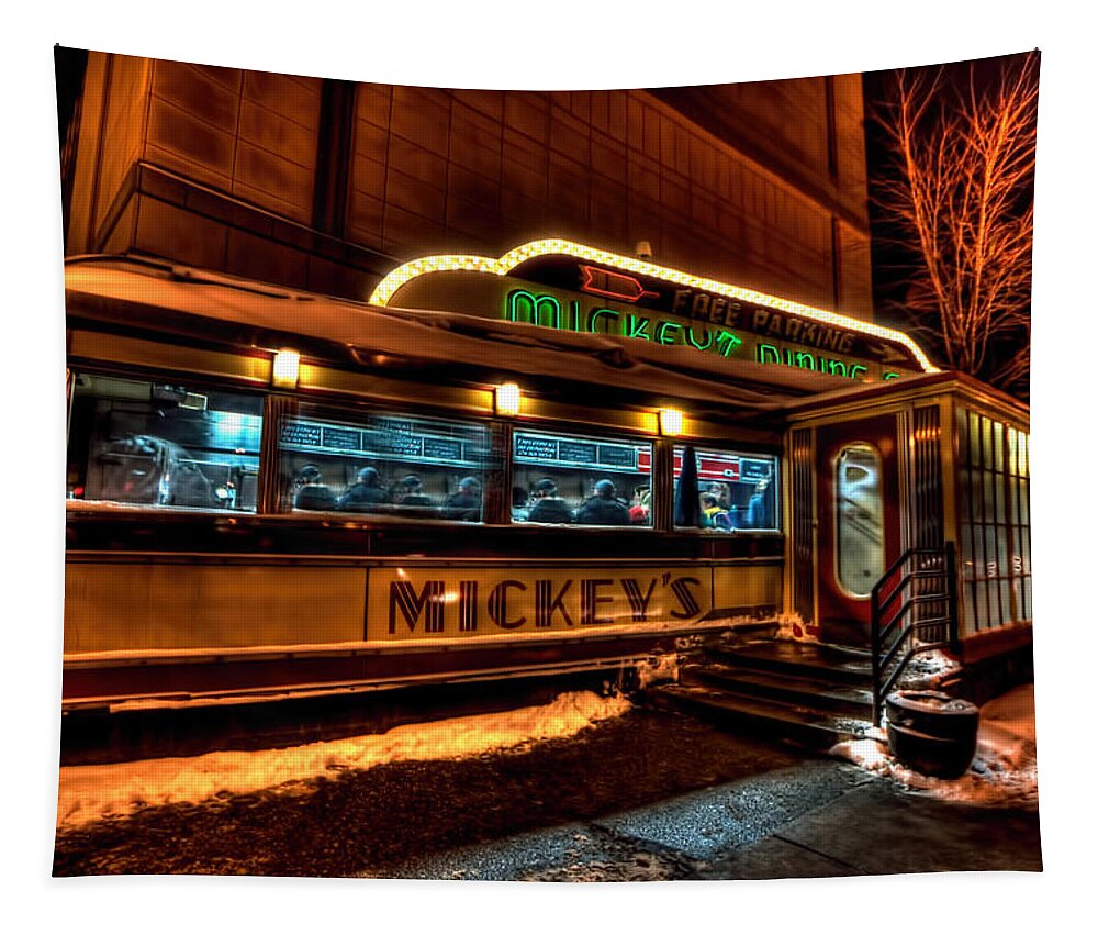 Mickey's Diner Tapestry featuring the photograph Mickey's Diner St Paul by Amanda Stadther