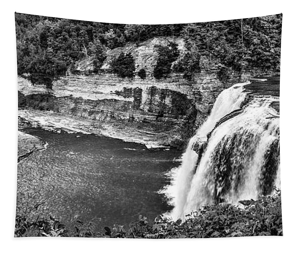Middle Falls Tapestry featuring the photograph Middle Falls Black and White by Rick Bartrand