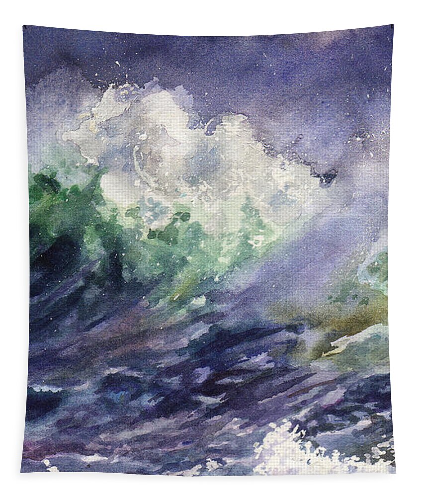 Ocean Painting Tapestry featuring the painting Midnight Surf by Anne Gifford