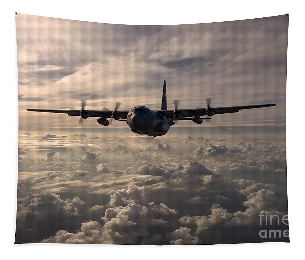 Lockheed Tapestry featuring the digital art Mighty Hercules by Airpower Art