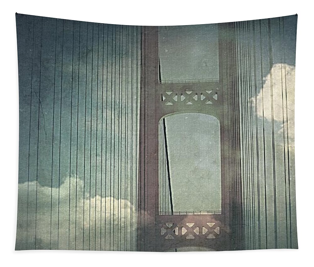 The Mackinac Bridge Tapestry featuring the photograph Michigans Mackinac bridge by Marysue Ryan