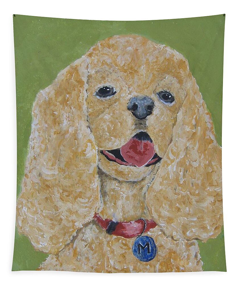 Dogs Portrait Tapestry featuring the painting Mikey by Suzanne Theis