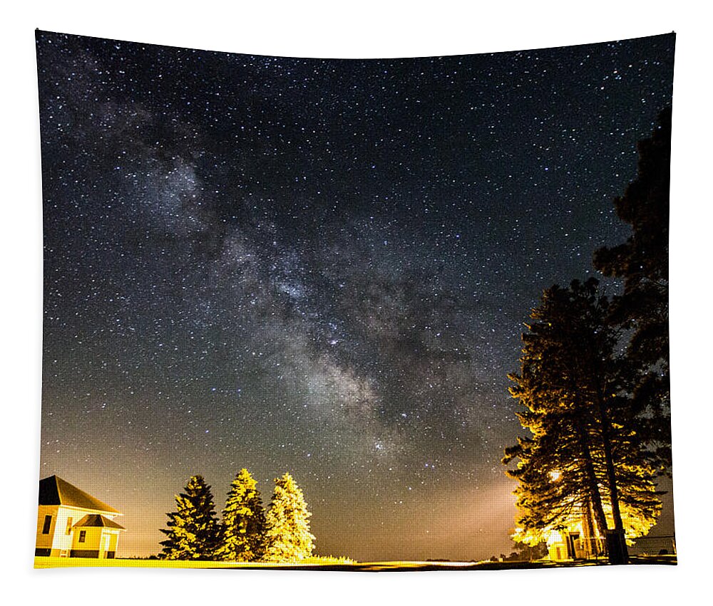 Milky Way Tapestry featuring the photograph Milky Way from Oldham South Dakota USA by Aaron J Groen