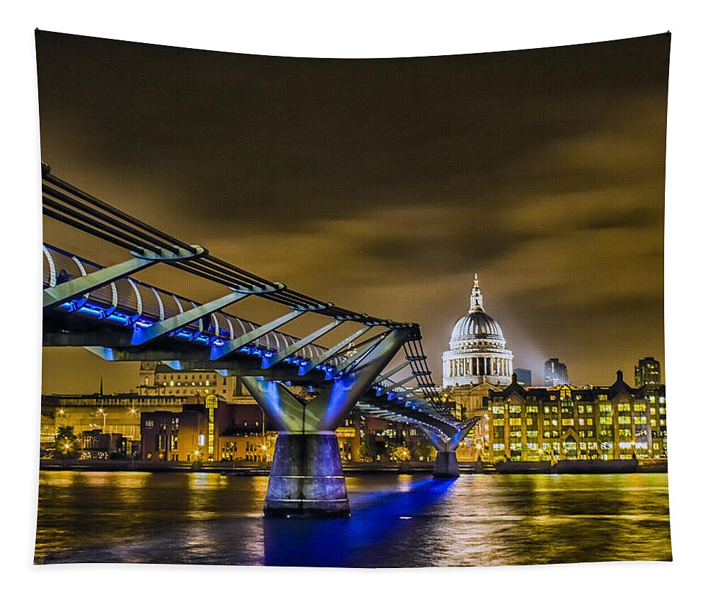London Tapestry featuring the photograph Millennium Bridge with St pauls by Ian Hufton