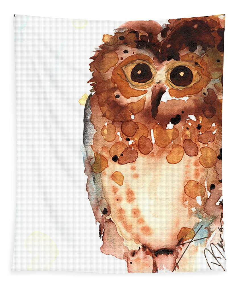 Owl Watercolor Tapestry featuring the painting Mind If I Join You? by Dawn Derman