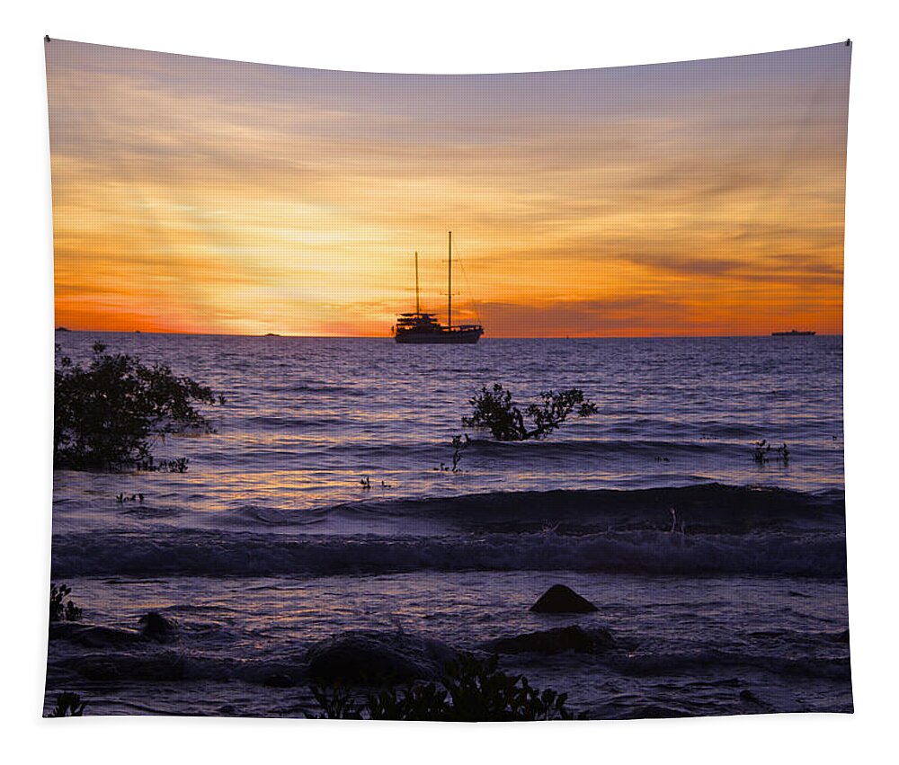 Sunset Tapestry featuring the photograph Mindil Beach Sunset by Venetia Featherstone-Witty