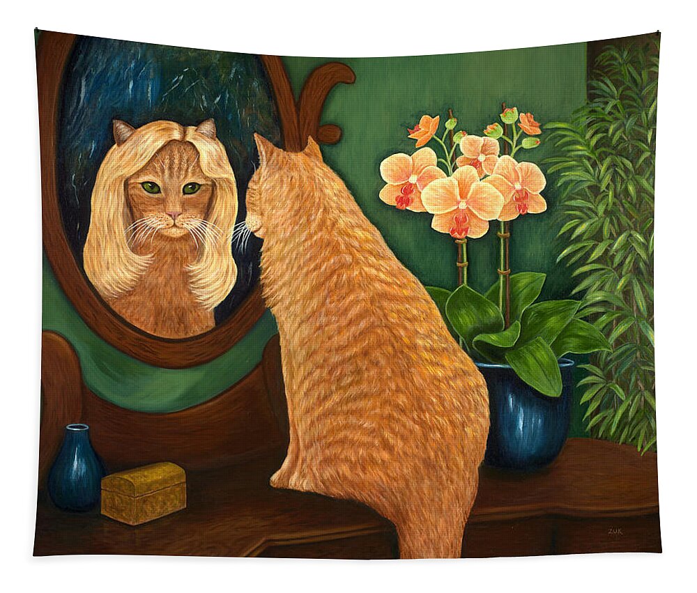 Karen Zuk Rosenblatt Tapestry featuring the painting Mirror Mirror on the Wall by Karen Zuk Rosenblatt