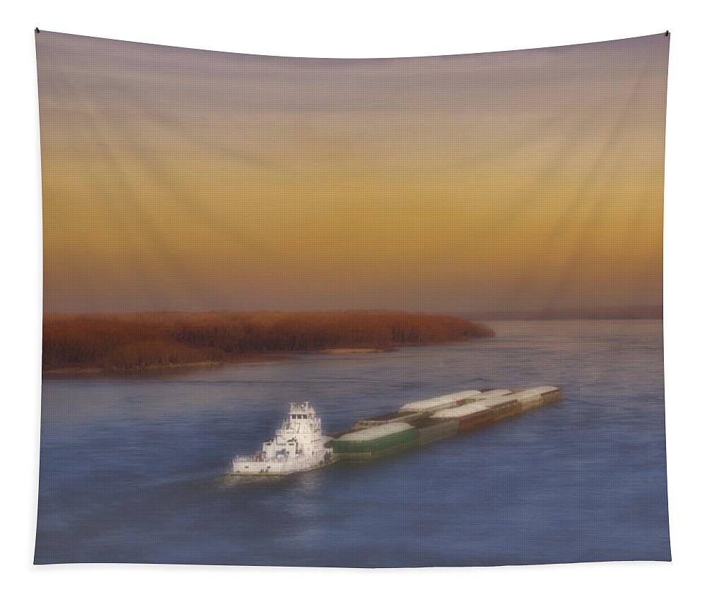 River Tapestry featuring the photograph Mississippi Sunset by Ellen Heaverlo